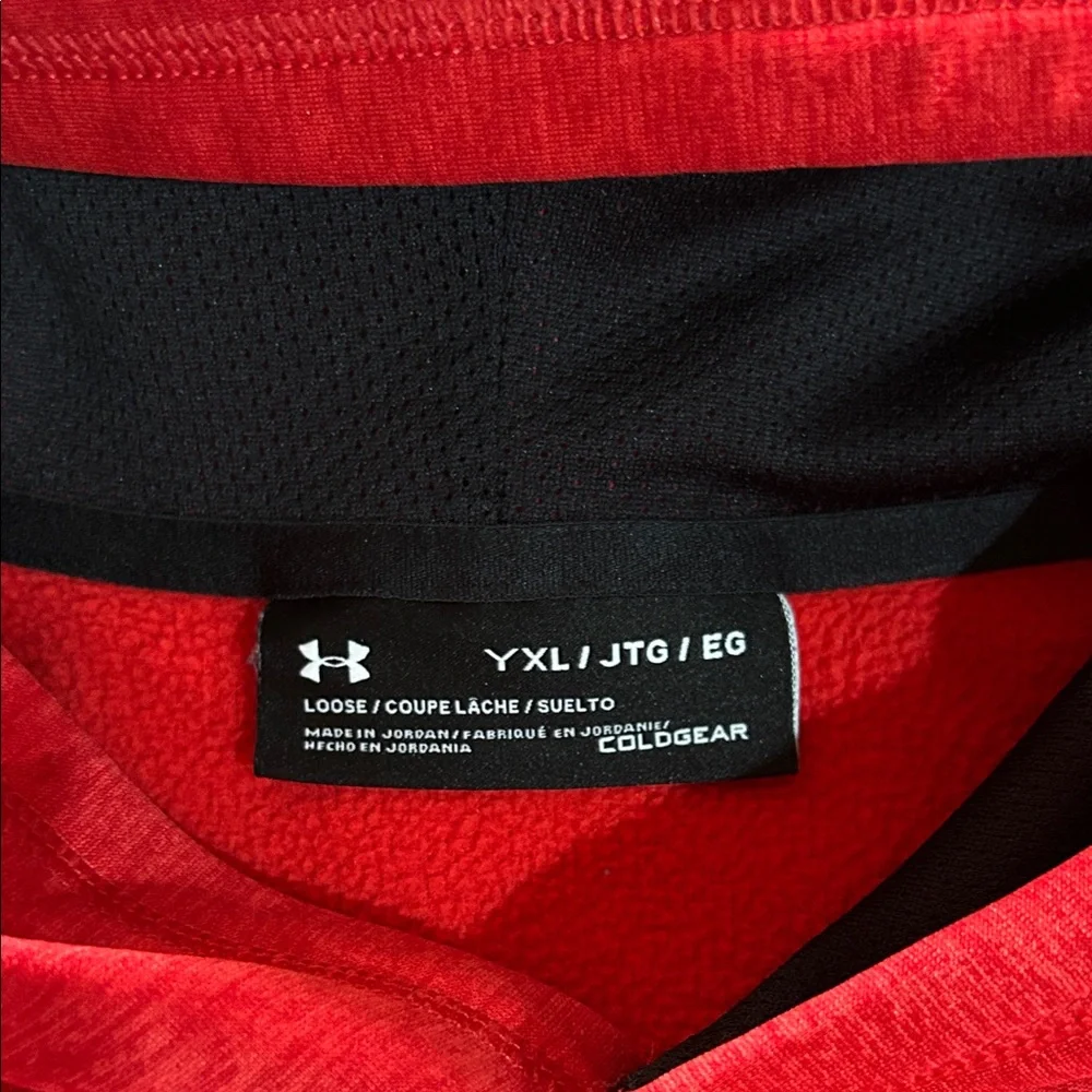 Under Armour Youth Crimson Hoodie with Charcoal Emblem - Picture 5 of 6